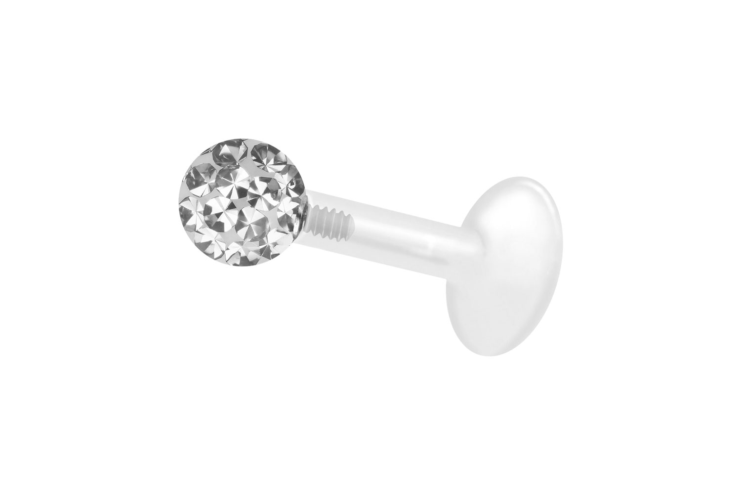 PTFE Labret Piercing mit Innengewinde + Titan-Aufsatz EPOXY-KUGEL